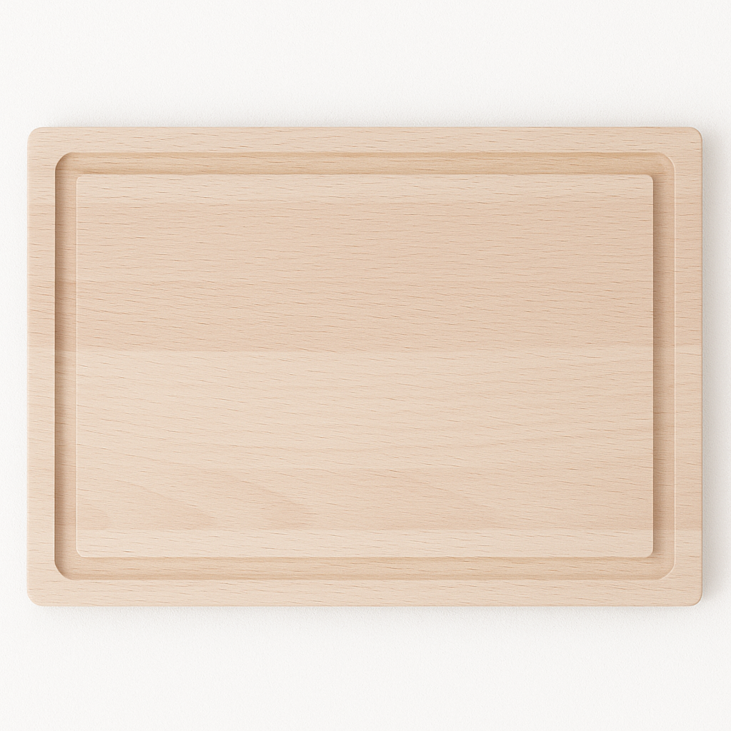 Professionelles Schneidebrett aus Buchenholz 30x20 cm – Nachhaltiges Küchenbrett mit Saftrille
