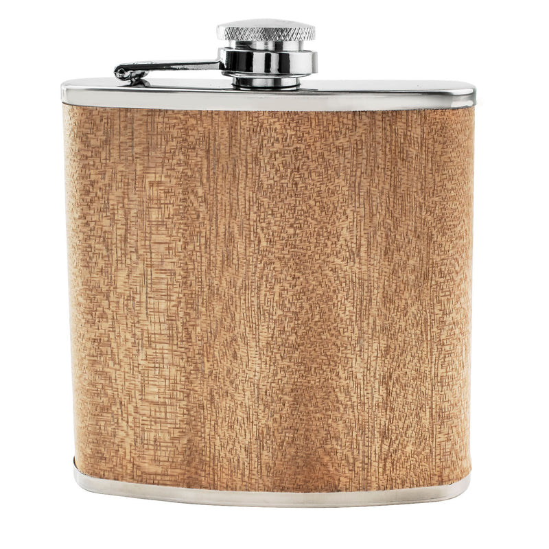 Flachmann 150 ml aus Holz (Dunkel, Grau oder Hell) – Gravierbar & Personalisiert