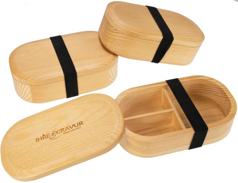 Nadelholz Bento Box mit Trennwand | Brotzeitbox Kiefer geölt