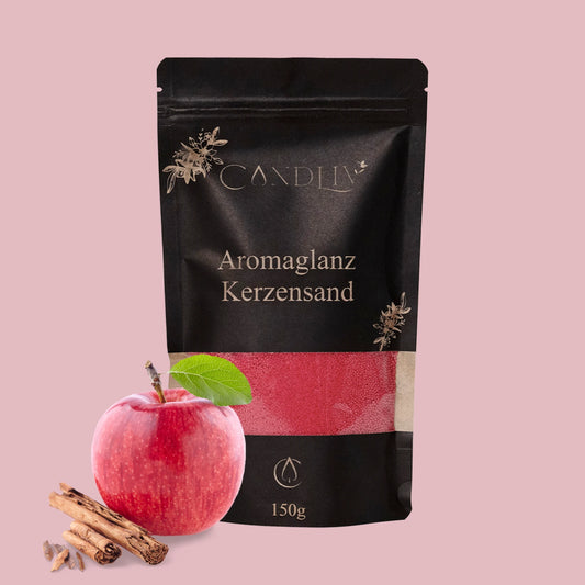 Aromaglanz-Kerzensand Apfel-Zimt von CANDLIV, roter Duftkerzensand mit Apfel und Zimt, 150g