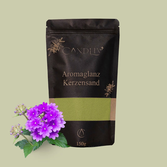 CANDLIV Aromaglanz Kerzensand Verbena – Grüner Duftkerzensand mit Dochte, 150g