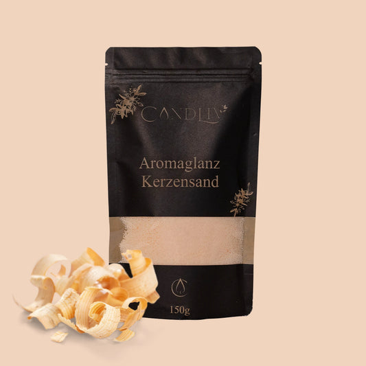 Aromaglanz Kerzensand Zirbe 150g von Candliv, inklusive Holzstäbchen oder Baumwolldocht, Natur-Deko/Kerze und Geschenkbox