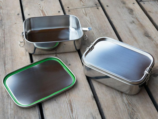 Personalisierte Lunchbox aus Edelstahl mit Schneidebrett geölt 5mm