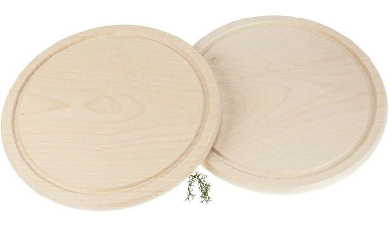 Rundes Schneidebrett mit Gravur – Ahornholz mit Saftrille – personalisierbar & nachhaltig