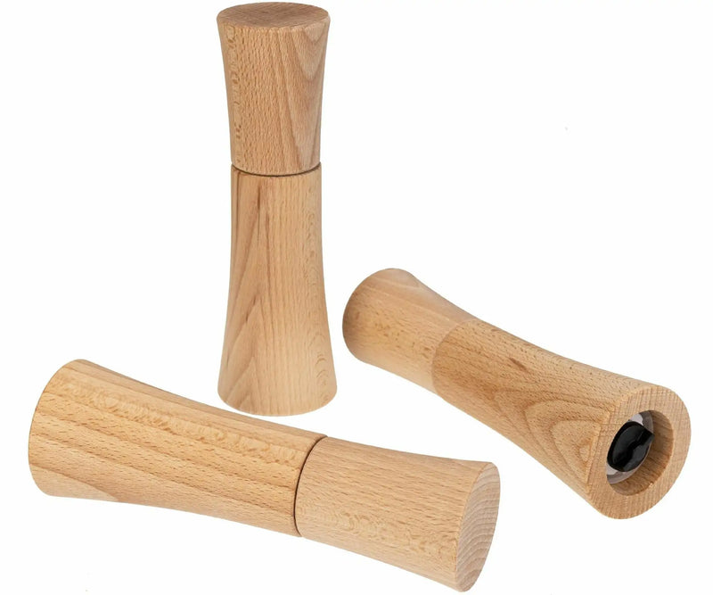 Salz-Pfeffer-Gewürzmühle aus Buchenholz mit Gravur – 17 x 4,5 cm – Keramikmahlwerk